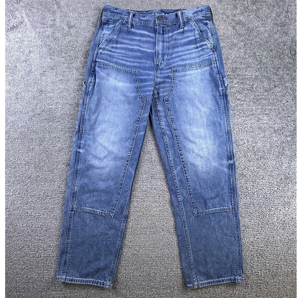 American Eagle Carpenter Jeans Mens 30x29 Blue Double Knee Denim Work Pants
